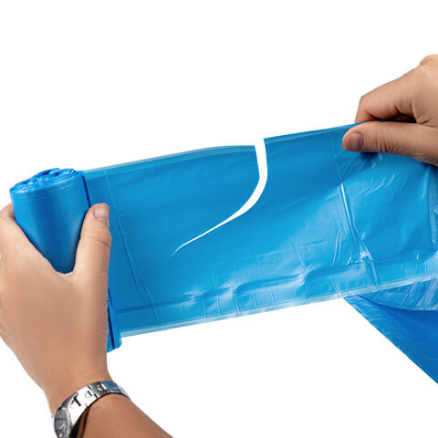 Мешки для мусора с ушками LAIMA "ULTRA" 35 л синие 30 шт. прочные, ПНД 11 мкм, 50х65 см, 607684