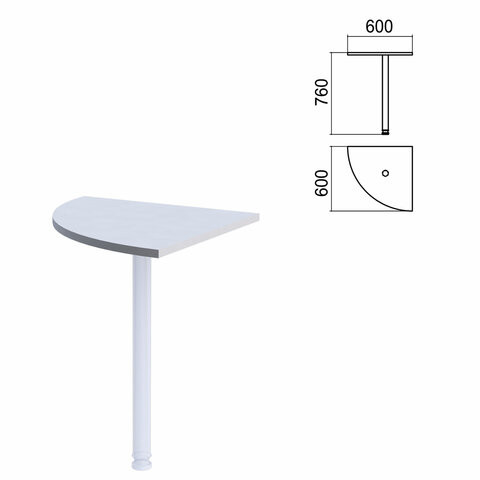 Стол приставной угловой "Арго", 600х600 мм, БЕЗ ОПОРЫ, серый