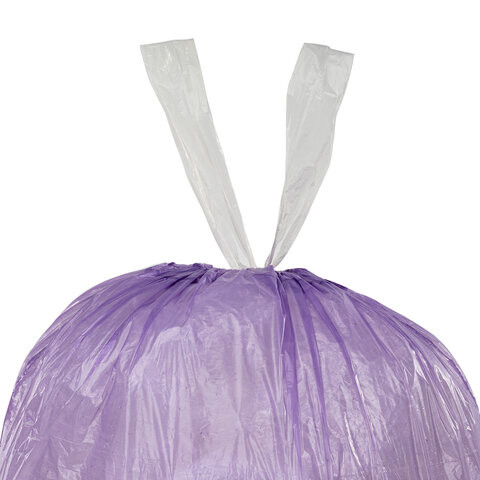 Мешки для мусора с завязками LAIMA "ULTRA" 35 л, фиолетовые, 20 шт., прочные, ПНД 13 мкм, 50х60 см, 607685