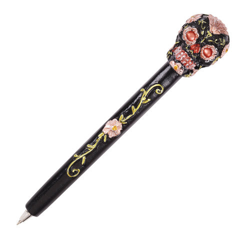 Ручка фигурная "ЧЕРЕПА", СИНЯЯ, 4 дизайна ассорти, линия письма 0,5 мм, дисплей, BRAUBERG, 142752