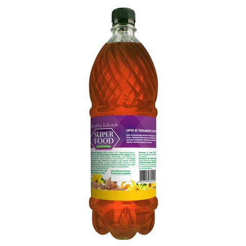 Заменитель сахара натуральный, сироп из топинамбура HEALTHY LIFESTYLE, 1,25 кг, пластиковая бутылка, HL 7053-1250