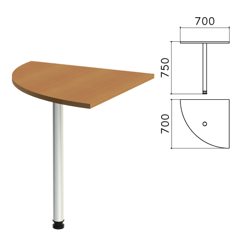 Стол приставной угловой "Монолит", 700х700х750 мм, цвет орех гварнери (КОМПЛЕКТ)