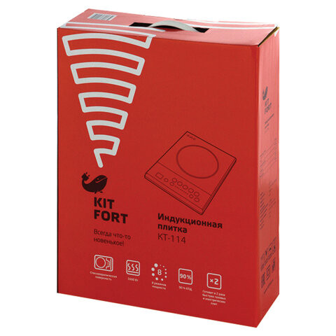 Плитка электрическая индукционная KITFORT КТ-114, 1600 Вт, 1 конфорка, 8 режимов, 5 программ, кнопочное управление, черная, KT-114