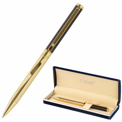 Ручка подарочная шариковая GALANT "ALLUSION", корпус черный/золотой, детали золотистые, узел 0,7 мм, синяя, 143522