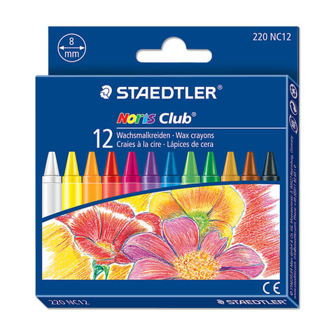 Восковые мелки STAEDTLER (Германия) "Noris Club", 12 цветов, картонная упаковка, европодвес, 220 NC12