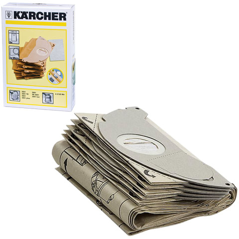 Мешки для сбора пыли KARCHER, комплект 5 шт., бумажные, +1 микрофильтр, для пылесоса SE 5.100, 6.904-143.0