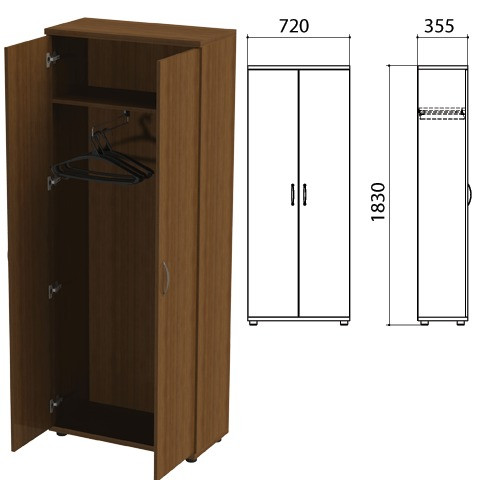 Шкаф (каркас) для одежды "Эко", 720х355х1830 мм, орех, 402897, 402897-190