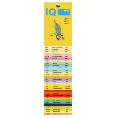 Бумага цветная IQ color, А4, 80 г/м2, 100 л., интенсив, оранжевая, OR43