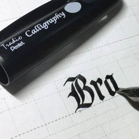 Ручка перьевая PENTEL (Япония) "Tradio Calligraphy", корпус черный, линия письма 1,4 мм, черная, TRC1-14A