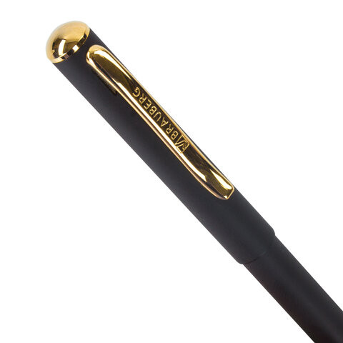 Ручка бизнес-класса шариковая BRAUBERG Maestro, СИНЯЯ, корпус черный с золотистым, линия письма 0,5 мм, 143470