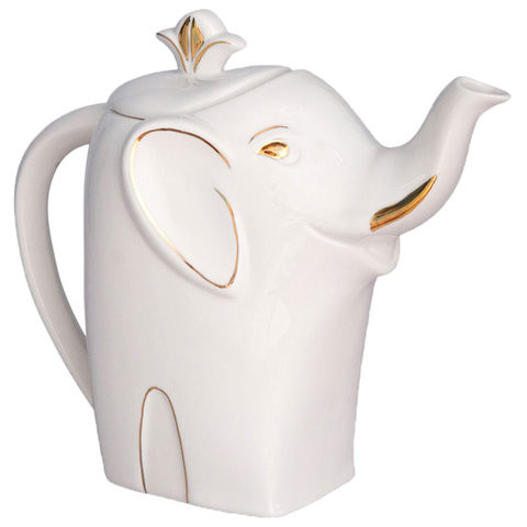 Чай HILLTOP "Королевское Золото" черный листовой, 80 г, фарфоровый чайник "СЛОН ЗОЛОТО" 700 мл, 16005