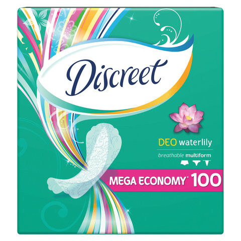 Прокладки женские гигиенические на каждый день DISCREET (Дискрит) Deo Water Lily, КОМПЛЕКТ 100 шт.