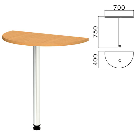 Стол приставной полукруг "Монолит", 700х400х750 мм, цвет бук бавария (КОМПЛЕКТ)