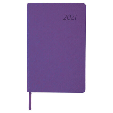 Ежедневник датированный 2021 А5 (138х213 мм) BRAUBERG "Stylish", кожзам, фиолетовый, 111442