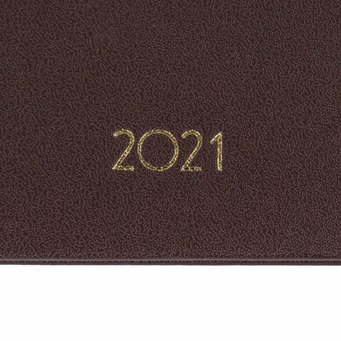 Еженедельник датированный 2021 МАЛЫЙ ФОРМАТ (95х155 мм) А6, BRAUBERG "Select", балакрон, коричневый, 111565
