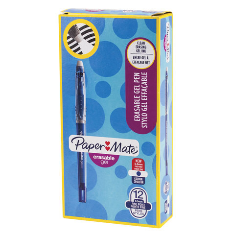 Ручка стираемая гелевая PAPER MATE "Erasable Gel", СИНЯЯ, корпус синий, узел 0,7 мм, линия письма 0,5 мм, 1994724