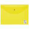 Папка-конверт с кнопкой STAFF, А4, до 100 листов, прозрачная, желтая, 0,12 мм, 226031