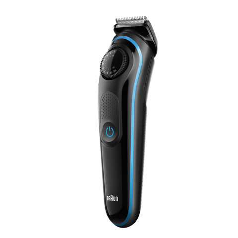 Триммер для бороды и усов BRAUN BT3040, 39 настроек длины (1-20 мм), сеть+аккумулятор, черный/синий
