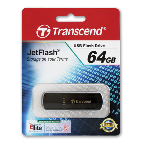 Флеш-диск 64 GB, TRANSCEND Jet Flash 350, USB 2.0, черный, TS64GJF350