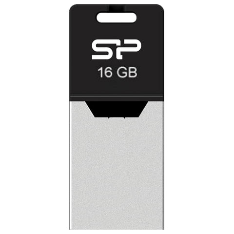 Флеш-диск 16 GB, SILICON POWER Mobile X20, OTG+USB 2.0, металлический корпус, черный, SP16GBUF2X20V1K