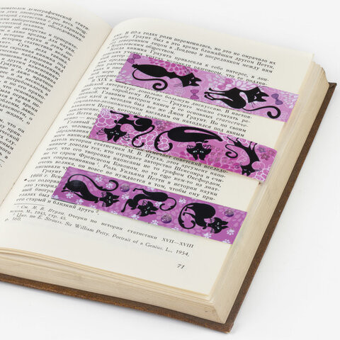 Закладки для книг с магнитом "ГЛАМУР", набор 6 шт., блестки, 25x196 мм, ЮНЛАНДИЯ, 111640