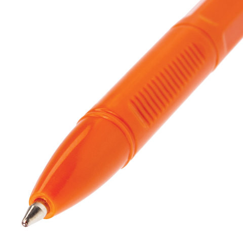 Ручка шариковая BRAUBERG "X-333 Orange", ЗЕЛЕНАЯ, корпус оранжевый, узел 0,7 мм, линия письма 0,35 мм, 142412