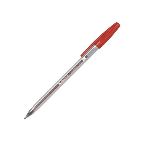 Ручка шариковая BRAUBERG "M-500 CLASSIC", КРАСНАЯ, корпус прозрачный, узел 0,7 мм, линия письма 0,35 мм, 143446