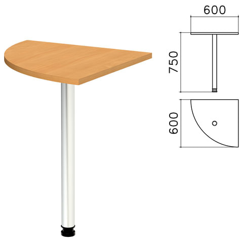 Стол приставной угловой "Монолит", 600х600х750 мм, цвет бук бавария (КОМПЛЕКТ)