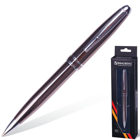 Ручка бизнес-класса шариковая BRAUBERG "Oceanic Grey", корпус серый, узел 1 мм, линия письма 0,7 мм, синяя, 141420