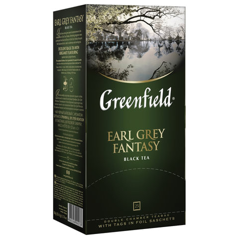 Чай GREENFIELD "Earl Grey", черный с бергамотом, 25 пакетиков в конвертах по 2 г