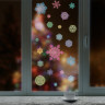Украшение для окон и стекла ЗОЛОТАЯ СКАЗКА "Разноцветные снежинки 3", 30х38 см, ПВХ, 591213