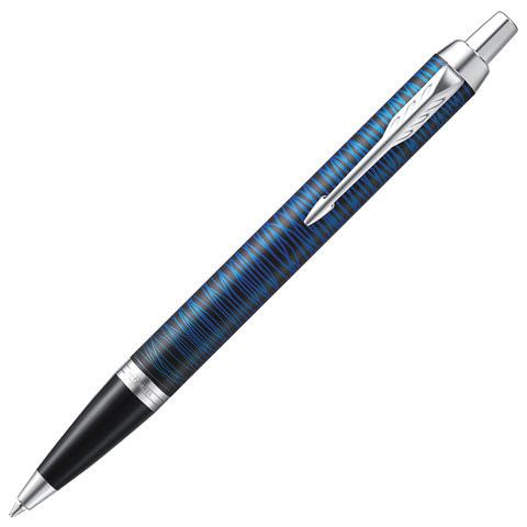 Ручка шариковая PARKER "IM Blue Origin CT", корпус черный матовый, хромированные детали, синяя, 2073476