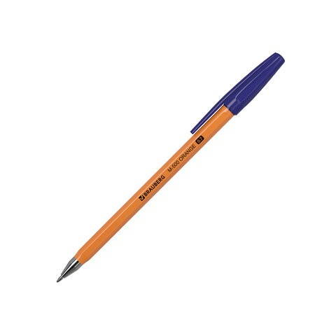 Ручка шариковая BRAUBERG "M-500 ORANGE", СИНЯЯ, корпус оранжевый, узел 0,7 мм, линия письма 0,35 мм, 143448