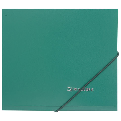 Папка на резинках BRAUBERG, стандарт, зеленая, до 300 листов, 0,5 мм, 221621