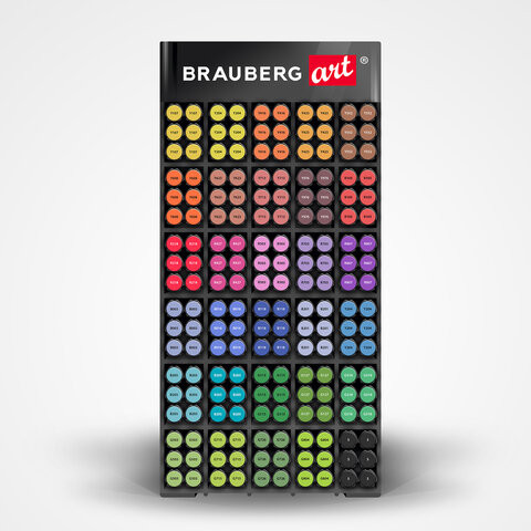 Дисплей настольный для размещения маркеров для скетчинга BRAUBERG ART, 30 ячеек, 180 маркеров (в комплект не входят), 504907