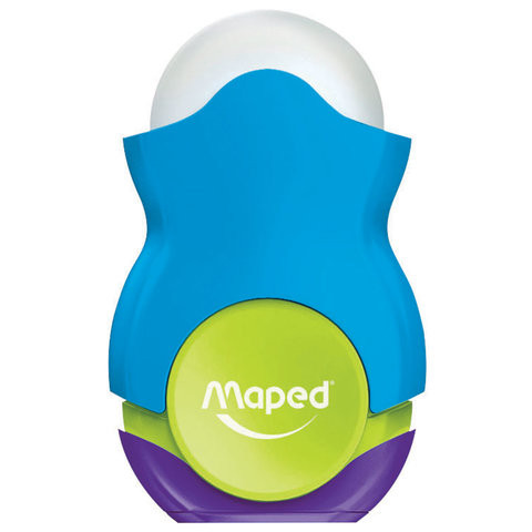 Точилка MAPED "Loopy", со стирательной резинкой, с контейнером, корпус цветной ассорти, 049121