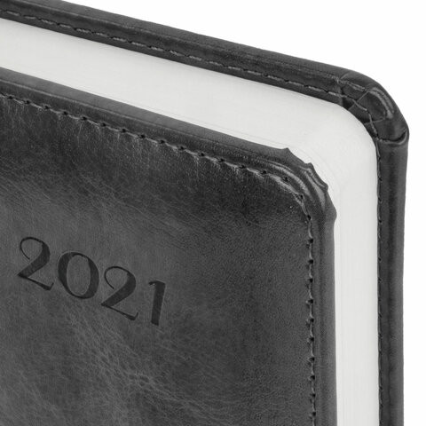 Ежедневник датированный 2021 А5 (138х213 мм) BRAUBERG "Legend", кожзам, застежка, серый, 111447
