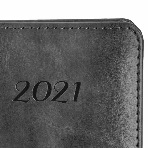 Ежедневник датированный 2021 А5 (138х213 мм) BRAUBERG "Legend", кожзам, застежка, серый, 111447