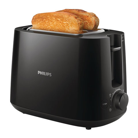 Тостер PHILIPS HD2581/90, 830 Вт, 2 тоста, 8 режимов, подогрев, разморозка, пластик, черный
