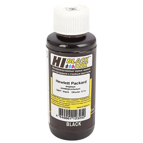 Чернила HI-BLACK для HP универсальные, черные, 0,1 л, водные, 15070103961U