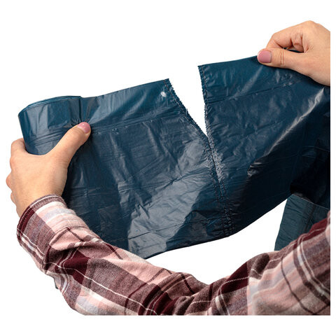 Мешки для мусора с завязками LAIMA "ULTRA", 60 л, синие, 15 шт., особо прочные, ПСД 30 мкм, 60х70 см, 607696