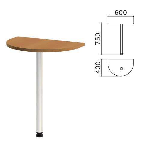 Стол приставной полукруг "Монолит", 600х400х750 мм, цвет орех гварнери (КОМПЛЕКТ)