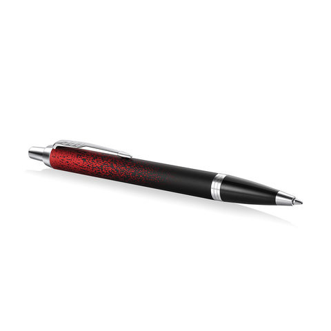 Ручка шариковая PARKER "IM Red Ignite CT", корпус черный матовый, хромированные детали, синяя, 2074031