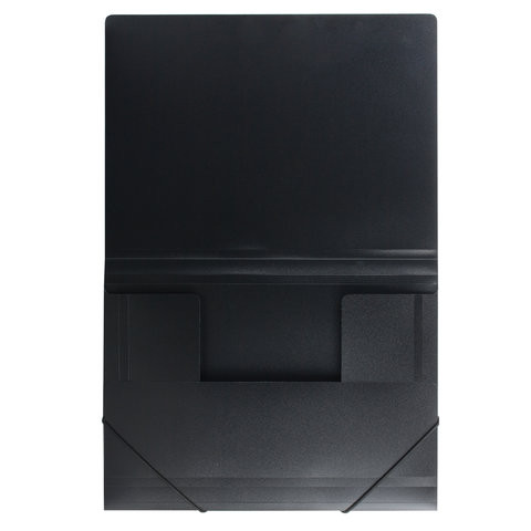 Папка на резинках BRAUBERG, стандарт, черная, до 300 листов, 0,5 мм, 221624