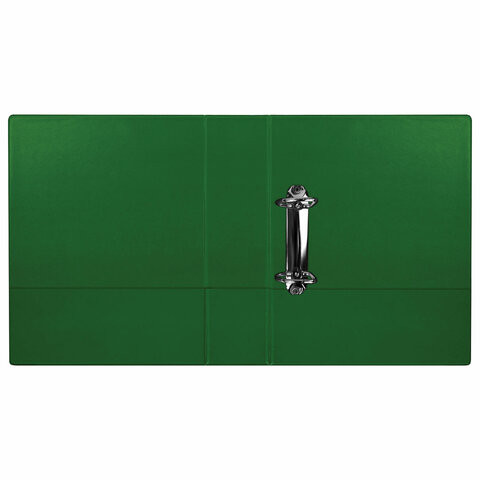 Папка на 2 кольцах BRAUBERG, картон/ПВХ, 75 мм, зеленая, до 500 листов (удвоенный срок службы), 228391