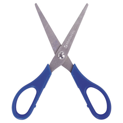 Ножницы BRAUBERG для левши "Left hand", 170 мм, 2-х сторонняя заточка, синие, 236785