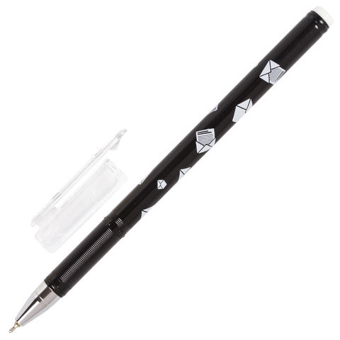 Ручка шариковая масляная BRAUBERG BLACK&WHITE "Letters", СИНЯЯ, узел 0,7 мм, линия письма 0,35 мм, 142657