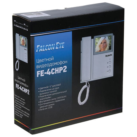 Видеодомофон FALCON EYE FE-4CHP2, дисплей 4" TFT, механические кнопки, белый, 00-00082720