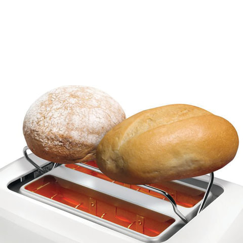 Тостер BOSCH TAT3A011, 900 Вт, 2 тоста, разморозка, подогрев, решетка для булочек, пластик, белый