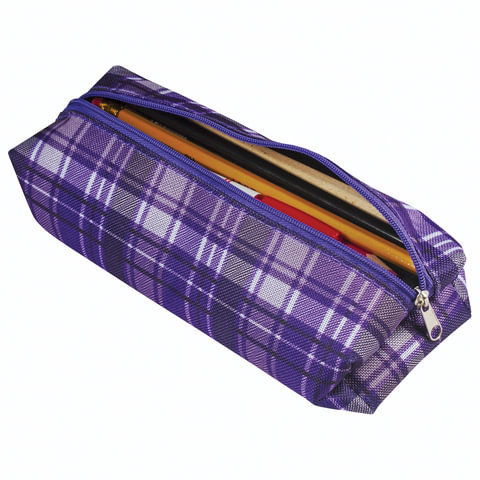 Пенал-косметичка BRAUBERG, полиэстер, "Шотландия", светло-фиолетовый, 20х6х4 см, 226727